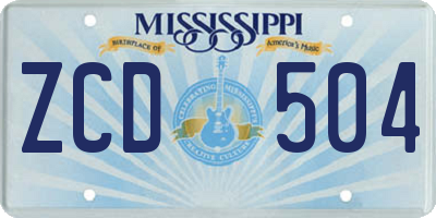 MS license plate ZCD504