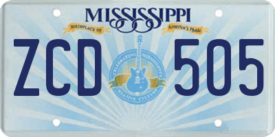 MS license plate ZCD505