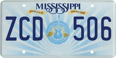 MS license plate ZCD506