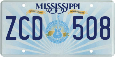 MS license plate ZCD508