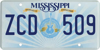MS license plate ZCD509