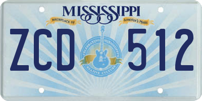 MS license plate ZCD512