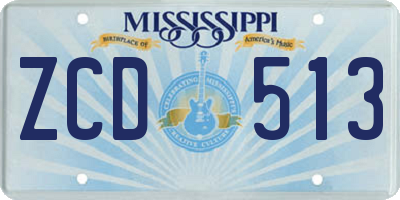MS license plate ZCD513