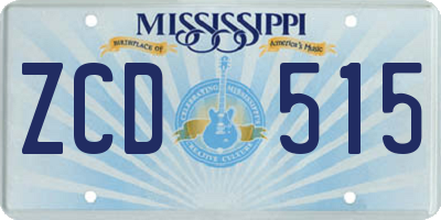 MS license plate ZCD515