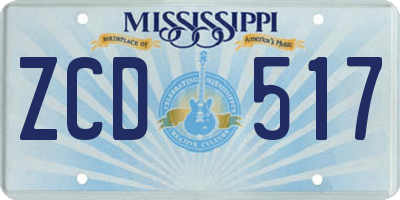 MS license plate ZCD517