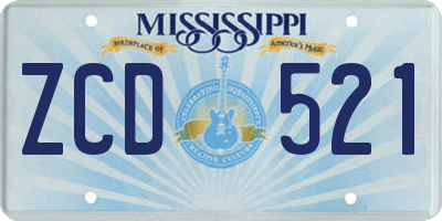 MS license plate ZCD521