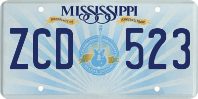 MS license plate ZCD523