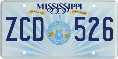 MS license plate ZCD526