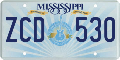 MS license plate ZCD530