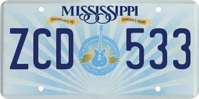 MS license plate ZCD533