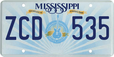 MS license plate ZCD535
