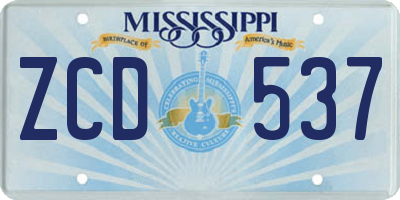 MS license plate ZCD537