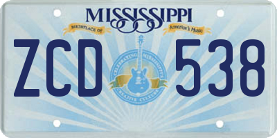 MS license plate ZCD538
