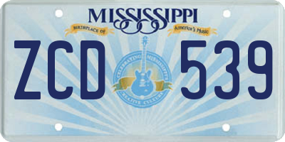 MS license plate ZCD539
