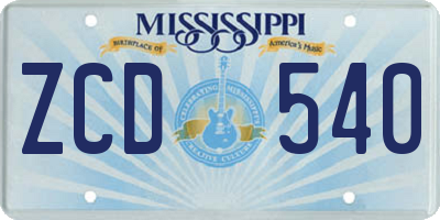 MS license plate ZCD540