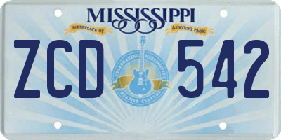 MS license plate ZCD542
