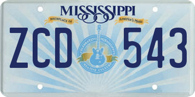 MS license plate ZCD543