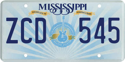 MS license plate ZCD545