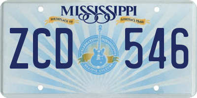 MS license plate ZCD546
