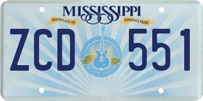 MS license plate ZCD551