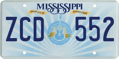 MS license plate ZCD552