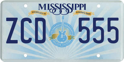 MS license plate ZCD555