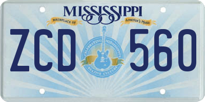 MS license plate ZCD560