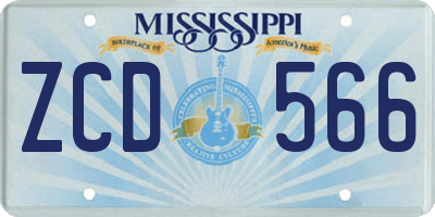 MS license plate ZCD566