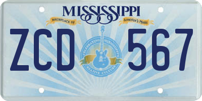 MS license plate ZCD567