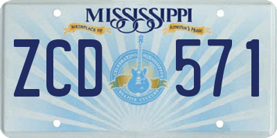 MS license plate ZCD571