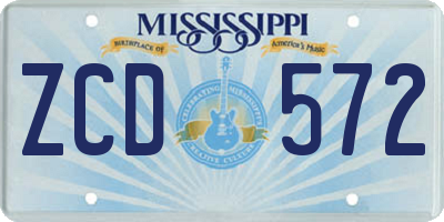 MS license plate ZCD572