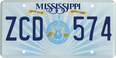 MS license plate ZCD574