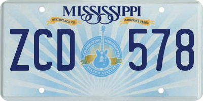 MS license plate ZCD578