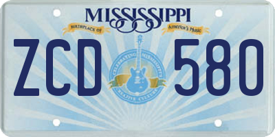 MS license plate ZCD580