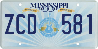 MS license plate ZCD581