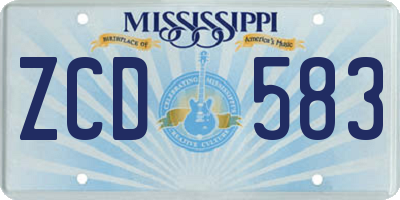 MS license plate ZCD583