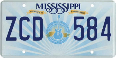 MS license plate ZCD584