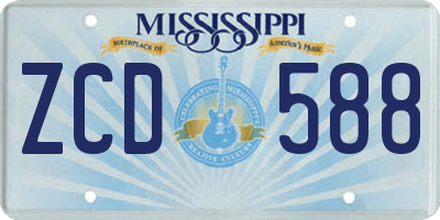 MS license plate ZCD588