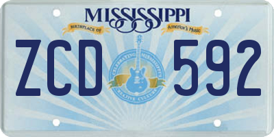 MS license plate ZCD592