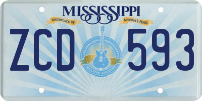 MS license plate ZCD593