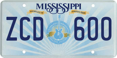 MS license plate ZCD600