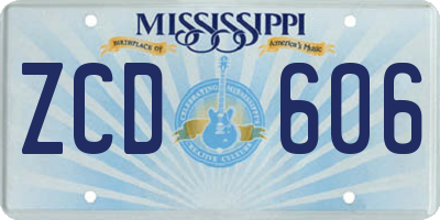 MS license plate ZCD606