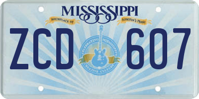 MS license plate ZCD607
