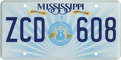 MS license plate ZCD608