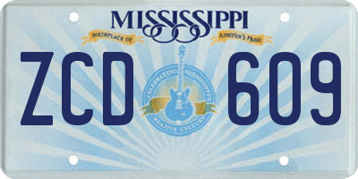 MS license plate ZCD609