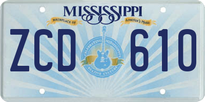 MS license plate ZCD610
