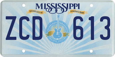MS license plate ZCD613