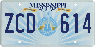 MS license plate ZCD614