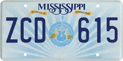 MS license plate ZCD615