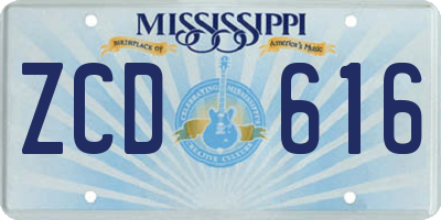 MS license plate ZCD616